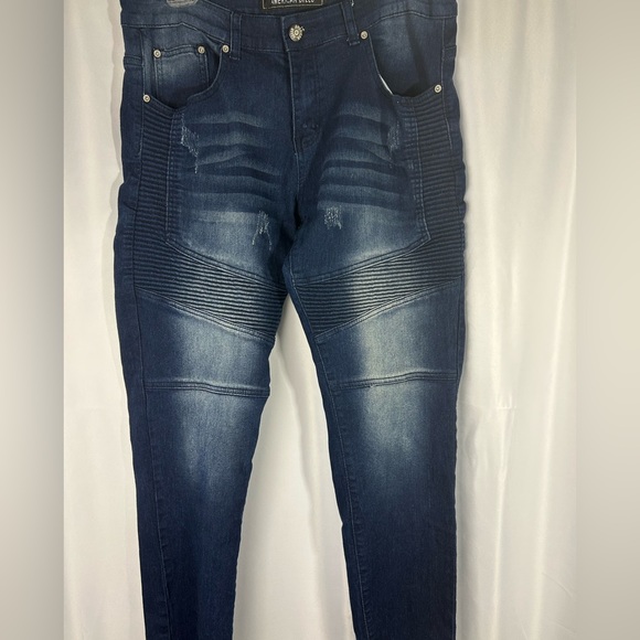 American Breed Mens Denim Distressed Blue Wash Jeans Sz 34 - Picture 1 of 6